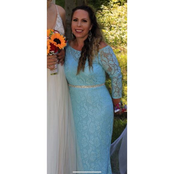 Celavie Lace Formal Gown M Long Maxi Off Shoulder Romantic Embellished Dress USA - Picture 3 of 10